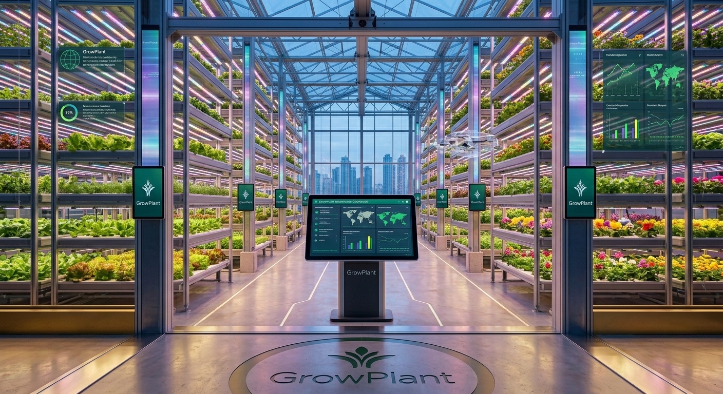 Ряды томатных кустов в промышленной теплице на субстрате GrowPlant